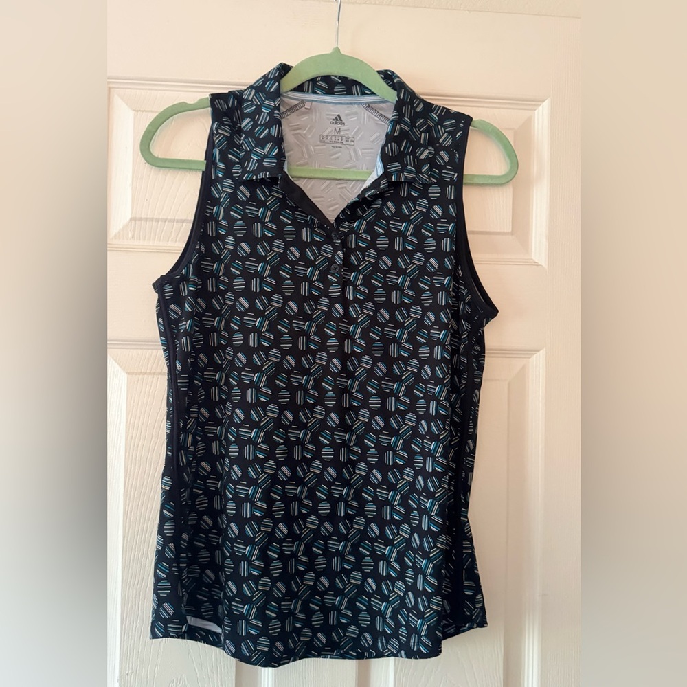 Adidas Black and Blue Patterned Tank Top